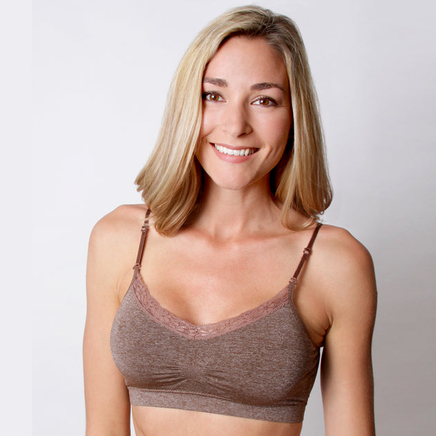 Seamless Snap Front Bra with Lace – MyComfortBra