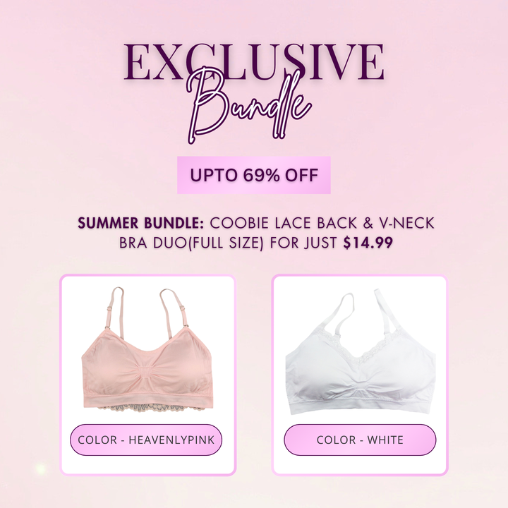 Coobie Lace Back &amp; V-Neck Bra Exclusive Bundle – (2 Pack) (Full Size)