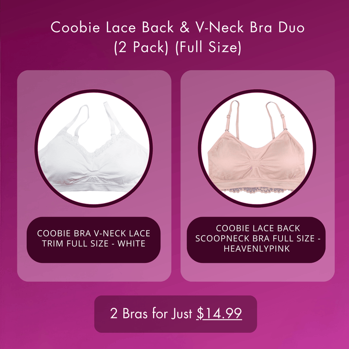 Coobie Lace Back &amp; V-Neck Bra Exclusive Bundle – (2 Pack) (Full Size)