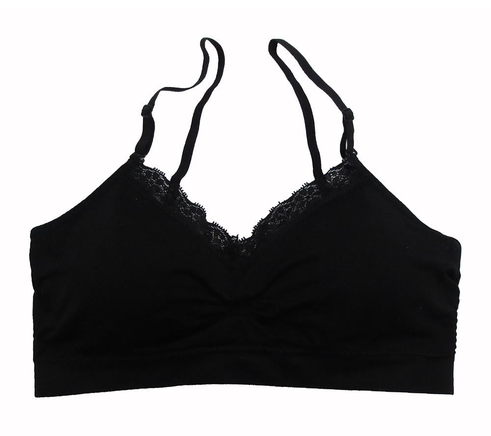 Coobie Seamless V-Neck with Lace Bra, Full Size, Black/White Polka Dot at   Women's Clothing store